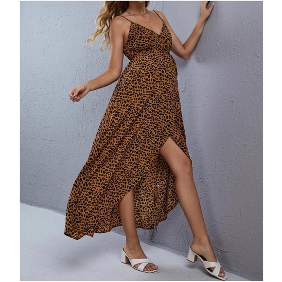 Maternity Leopard Print Cami Maxi Dress - Picture 2 of 5